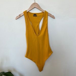 Urban Outfitters Yellow deep v bodysuit